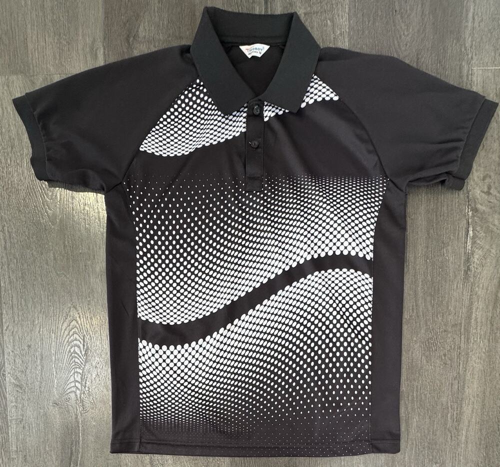 TWOROY Golf Geometric Color Spray Pattern Collared Polo Short Sleeve Shirt Men M